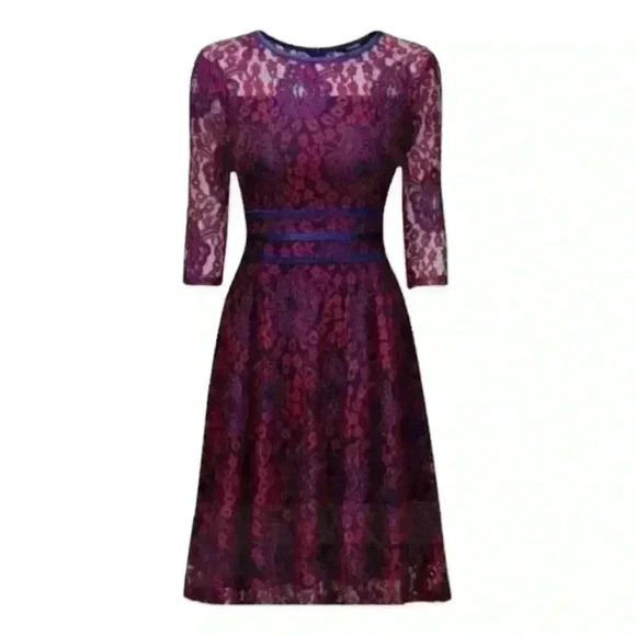 Miusol Magenta & Blue Fit and Flare Lace Dress Small - Picture 3 of 9